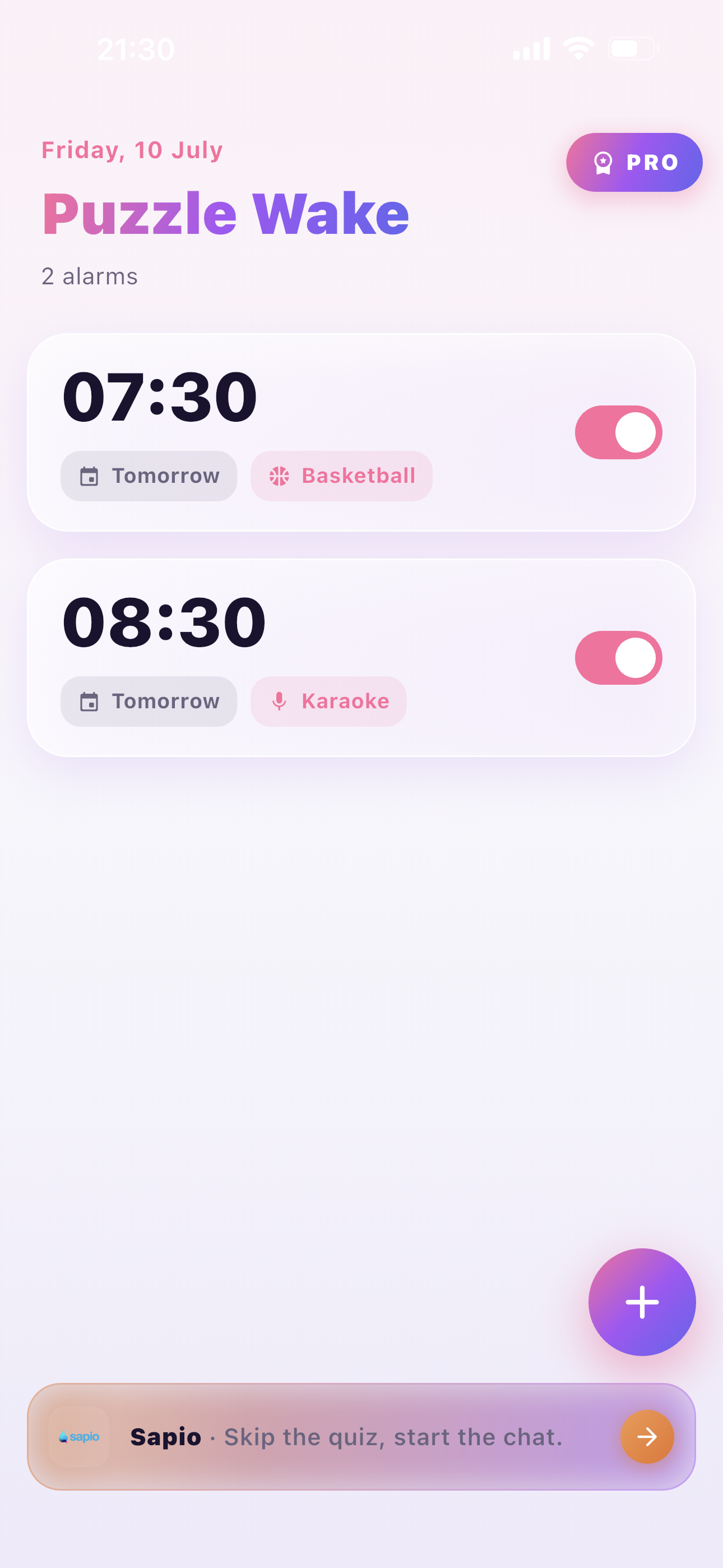 Puzzle Wake app screenshot